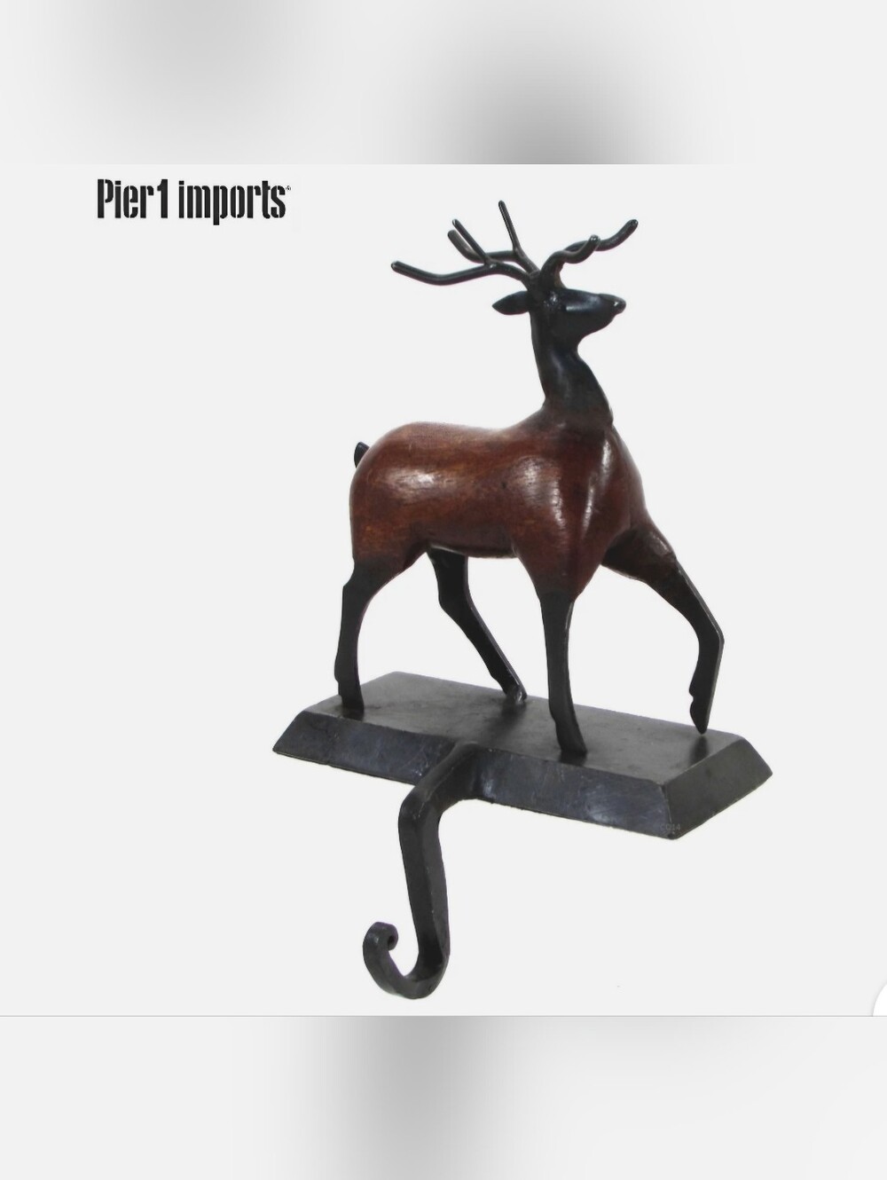 Pier 1 Imports Deer Stocking Holder – Rustic Wood & Iron Mantel Decor